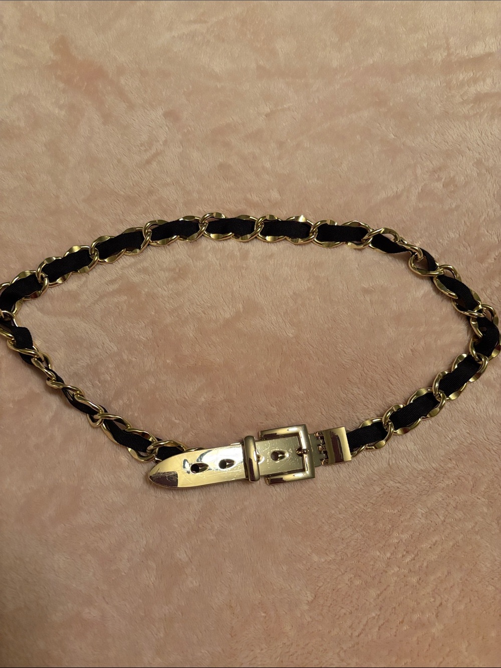 White House Black Market Black and Gold Chain-Link Belt